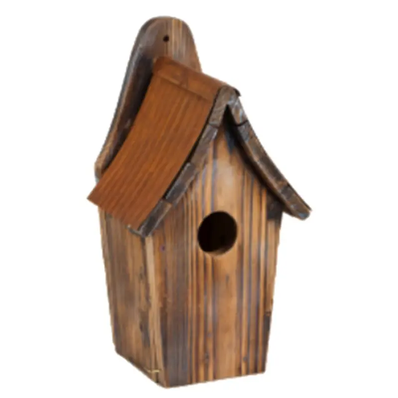 Rustic Bluebird Bird House with Natural Wood Finish and Front Entry Hole