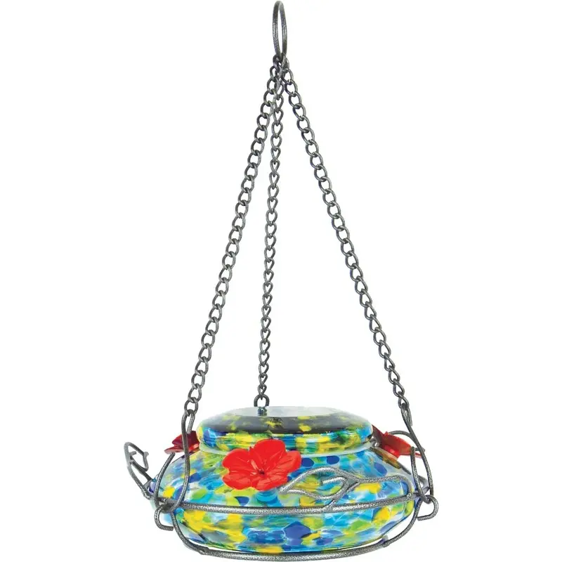 Solar Powered LED Hummingbird Feeder with Integrated Light for Night Viewing