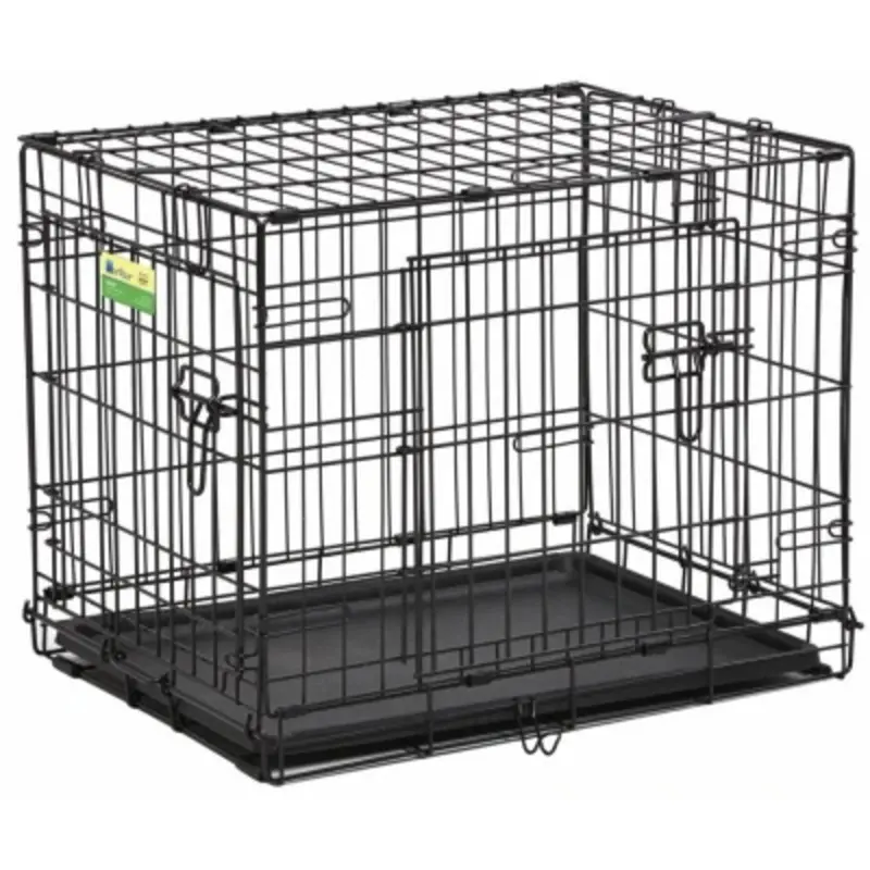24 Inch Two Door Dog Crate with Durable Metal Construction and Secure Latches