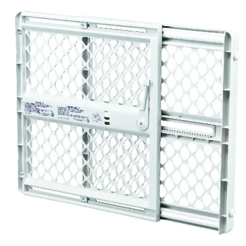 Adjustable Pet Gate, Light Gray Plastic, Fits 26 to 42 Inches by 26 Inches Opening