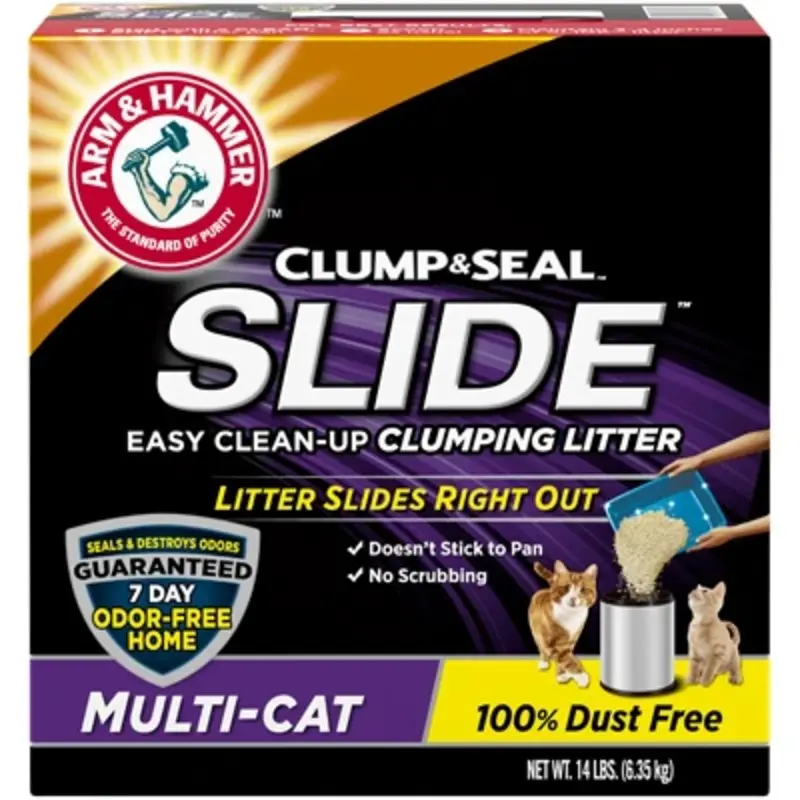 Slide Clump Cat Litter 14 Pounds Natural Clumping Formula