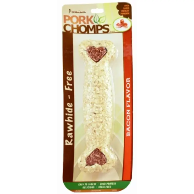 Premium Bacon Flavor Crunchy Dog Treat Bone, 8 Inches Long