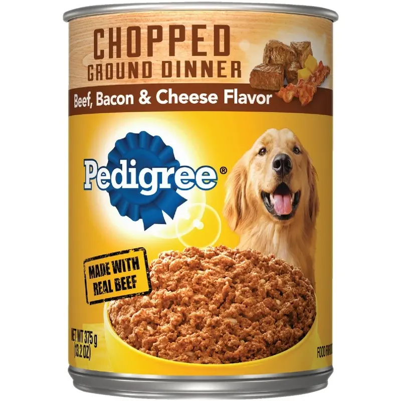 Canned Dog Food Chunky Beef Bacon and Cheese Flavor 13.2 Ounce Can