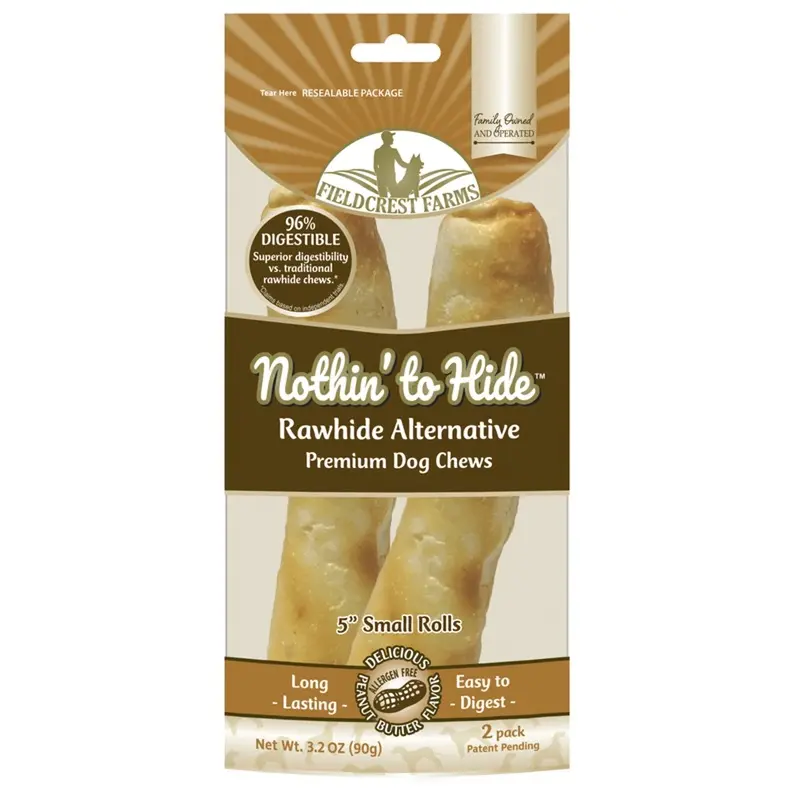 Nothin' to Hide Dog Chew Treat Rolls, Peanut Butter Flavor, Small 5 In., 2-Pk.