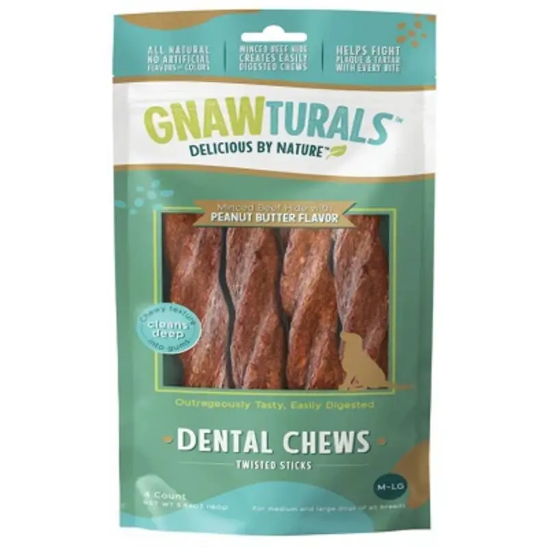 Dental Chews Dog Treat Peanut Butter Flavor 8 Inch Stick