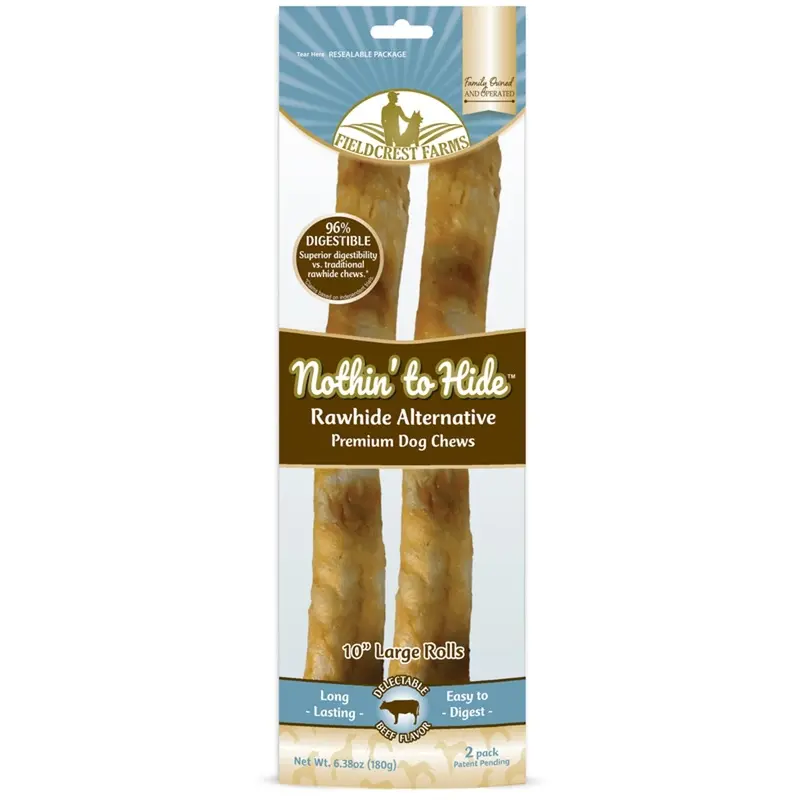 Nothin' to Hide Dog Chew Treat Rolls, Beef Flavor, Large 10 In., 2-Pk.