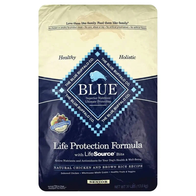 Senior Dry Dog Food with Chicken and Rice Flavor, 30 Pounds Bag